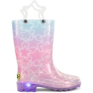 imageWestern Chief Kids Light Up Rain Boots With Handles for Easy On and OffGlitter Stars