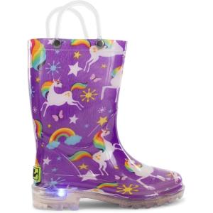imageWestern Chief Kids Light Up Rain Boots With Handles for Easy On and OffRainbow Unicorn