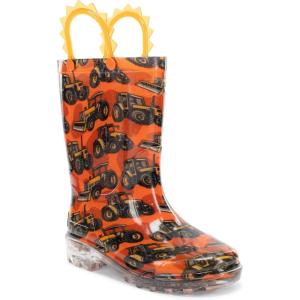 imageWestern Chief Kids Waterproof Light Up Rain Boots With Handles for Easy On and Off for Boys and GirlsTractors