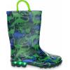 imageWestern Chief UnisexChild Kids Light Up Waterproof Rainboots with Handles for Easy on ampamp Off Rain BootDinosaur World