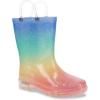 imageWestern Chief UnisexChild Kids Light Up Waterproof Rainboots with Handles for Easy on ampamp Off Rain BootSparkle Metallic