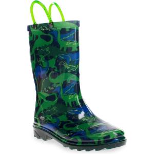 imageWestern Chief UnisexChild Kids Light Up Waterproof Rainboots with Handles for Easy on ampamp Off Rain BootDinosaur World