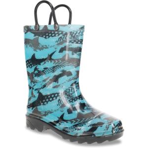 imageWestern Chief UnisexChild Kids Light Up Waterproof Rainboots with Handles for Easy on ampamp Off Rain BootGrunge Shark