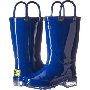 imageWestern Chief UnisexChild Kids Light Up Waterproof Rainboots with Handles for Easy on ampamp Off Rain BootSolid Blue