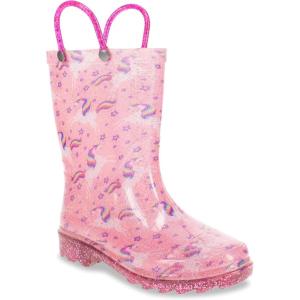 imageWestern Chief UnisexChild Kids Light Up Waterproof Rainboots with Handles for Easy on ampamp Off Rain BootSparkle Unicorn