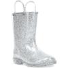 imageWestern Chief Girls Glitter Waterproof Rain Boot with Easy Pull on Handles Perfect Lightweight Rain Boots for KidsSilver