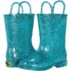 imageWestern Chief Girls Glitter Waterproof Rain Boot with Easy Pull on Handles Perfect Lightweight Rain Boots for KidsMint