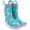 imageWestern Chief Kids Printed Waterproof Rubber Rain Boots  Durable and EasyOn Puddle BootsMermaid Tales
