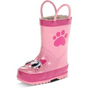 imageWestern Chief Girls Waterproof Printed Rain Boot with Easy Pull on Handles Khloe the Kitty 9 M US Toddler