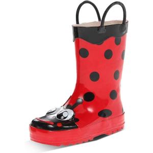 imageWestern Chief Girls Waterproof Printed Rain Boot with Easy Pull on Handles Lucy the Ladybu 7 M US Toddler
