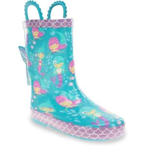 imageWestern Chief Kids Printed Waterproof Rubber Rain Boots  Durable and EasyOn Puddle BootsMermaid Tales