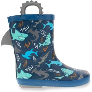 imageWestern Chief Kids Printed Waterproof Rubber Rain Boots  Durable and EasyOn Puddle BootsShark Bolt
