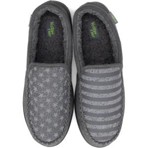 imageWestern Chief Mens Moccasin Slippers  Warm Fleece House Shoes for Men Indoor and Outdoor SlippersCharcoal