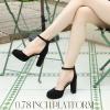 imageAnkis Black Platform Closed Toe Heels for Women Womens Heels Closed Round Toe Chunky Block Pumps Shoes 4 InchBlack Nubuck