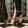 imageAnkis Black Platform Closed Toe Heels for Women Womens Heels Closed Round Toe Chunky Block Pumps Shoes 4 InchBlack Satin