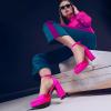 imageAnkis Black Platform Closed Toe Heels for Women Womens Heels Closed Round Toe Chunky Block Pumps Shoes 4 InchHot Pink Satin