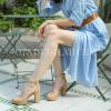 imageAnkis Black Platform Closed Toe Heels for Women Womens Heels Closed Round Toe Chunky Block Pumps Shoes 4 InchNude Nubuck