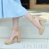 imageAnkis Black Platform Closed Toe Heels for Women Womens Heels Closed Round Toe Chunky Block Pumps Shoes 4 InchNude Nubuck