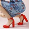 imageAnkis Black Platform Closed Toe Heels for Women Womens Heels Closed Round Toe Chunky Block Pumps Shoes 4 InchRed Satin