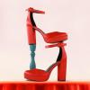 imageAnkis Black Platform Closed Toe Heels for Women Womens Heels Closed Round Toe Chunky Block Pumps Shoes 4 InchRed Satin