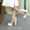 imageAnkis Black Platform Closed Toe Heels for Women Womens Heels Closed Round Toe Chunky Block Pumps Shoes 4 InchWhite Pu