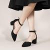 imageAnkis Closed Toe Heels for Women Black Nude Gold Silver Pointed Toe Heels Low Block Chunky Women Pumps with Ankle Strap 225 InchBlack Nubuck
