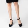 imageAnkis Closed Toe Heels for Women Black Nude Gold Silver Pointed Toe Heels Low Block Chunky Women Pumps with Ankle Strap 225 InchBlack Suede
