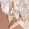 imageAnkis Closed Toe Heels for Women Black Nude Gold Silver Pointed Toe Heels Low Block Chunky Women Pumps with Ankle Strap 225 InchGold Glitter