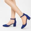 imageAnkis Closed Toe Heels for Women Black Nude Gold Silver Pointed Toe Heels Low Block Chunky Women Pumps with Ankle Strap 225 InchNavy Blue