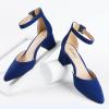 imageAnkis Closed Toe Heels for Women Black Nude Gold Silver Pointed Toe Heels Low Block Chunky Women Pumps with Ankle Strap 225 InchNavy Blue