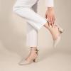 imageAnkis Closed Toe Heels for Women Black Nude Gold Silver Pointed Toe Heels Low Block Chunky Women Pumps with Ankle Strap 225 InchNude Nubuck
