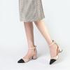 imageAnkis Closed Toe Heels for Women Black Nude Gold Silver Pointed Toe Heels Low Block Chunky Women Pumps with Ankle Strap 225 InchNude Pu