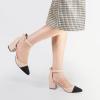 imageAnkis Closed Toe Heels for Women Black Nude Gold Silver Pointed Toe Heels Low Block Chunky Women Pumps with Ankle Strap 225 InchNude Pu