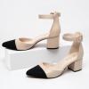 imageAnkis Closed Toe Heels for Women Black Nude Gold Silver Pointed Toe Heels Low Block Chunky Women Pumps with Ankle Strap 225 InchNude Pu