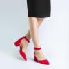 imageAnkis Closed Toe Heels for Women Black Nude Gold Silver Pointed Toe Heels Low Block Chunky Women Pumps with Ankle Strap 225 InchRed Suede
