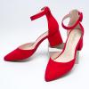 imageAnkis Closed Toe Heels for Women Black Nude Gold Silver Pointed Toe Heels Low Block Chunky Women Pumps with Ankle Strap 225 InchRed Suede