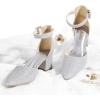 imageAnkis Closed Toe Heels for Women Black Nude Gold Silver Pointed Toe Heels Low Block Chunky Women Pumps with Ankle Strap 225 InchSilver Glitter