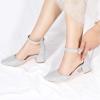 imageAnkis Closed Toe Heels for Women Black Nude Gold Silver Pointed Toe Heels Low Block Chunky Women Pumps with Ankle Strap 225 InchSilver Glitter