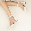 imageAnkis Closed Toe Heels for Women Black Nude Gold Silver Pointed Toe Heels Low Block Chunky Women Pumps with Ankle Strap 225 InchWhite Pu