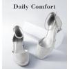 imageAnkis Closed Toe Heels for Women Black Nude White Gold Silver 1 Inch Womens Flats Low Block Heel Women Dress Shoes Womens Pumps Work Shoes with Ankle Strap for Spring FallSilver Glitter