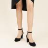 imageAnkis Closed Toe Heels for Women Black Nude White Silver Gold Womens Heels Closed Round Toe Chunky Block Pumps Shoes 3 InchBlack Nubuck