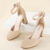 imageAnkis Closed Toe Heels for Women Black Nude White Silver Gold Womens Heels Closed Round Toe Chunky Block Pumps Shoes 3 InchNude Nubuck