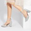 imageAnkis Closed Toe Heels for Women Black Nude White Silver Gold Womens Heels Closed Round Toe Chunky Block Pumps Shoes 3 InchSilver Glitter