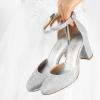 imageAnkis Closed Toe Heels for Women Black Nude White Silver Gold Womens Heels Closed Round Toe Chunky Block Pumps Shoes 3 InchSilver Glitter