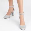 imageAnkis Closed Toe Heels for Women Black Nude White Silver Gold Womens Heels Closed Round Toe Chunky Block Pumps Shoes 3 InchSilver Glitter