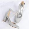 imageAnkis Closed Toe Heels for Women Black Nude White Silver Gold Womens Heels Closed Round Toe Chunky Block Pumps Shoes 3 InchSilver Glitter