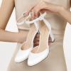 imageAnkis Closed Toe Heels for Women Black Nude White Silver Gold Womens Heels Closed Round Toe Chunky Block Pumps Shoes 3 InchWhite Pu