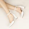 imageAnkis Closed Toe Heels for Women Black Nude White Silver Gold Womens Heels Closed Round Toe Chunky Block Pumps Shoes 3 InchWhite Pu