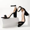 imageAnkis Heels for Women Open Toe Ankle Strap Chunky Heel Sandals 275 InchBlack Nubuck
