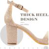 imageAnkis Heels for Women Open Toe Ankle Strap Chunky Heel Sandals 275 InchGoldGlitter